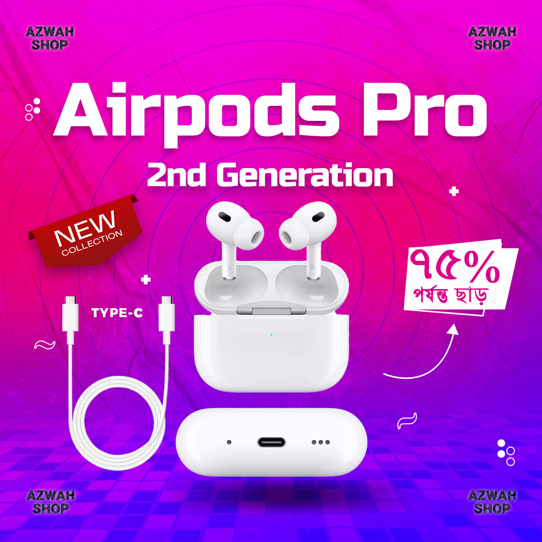 AirPods Pro 2nd Genaration with MagSafe Charging Case USB C Type MADE IN DUBAI Best Bluetooth Earbuds IPX4 Waterproof & Water Resistant In-Ear Earphone
