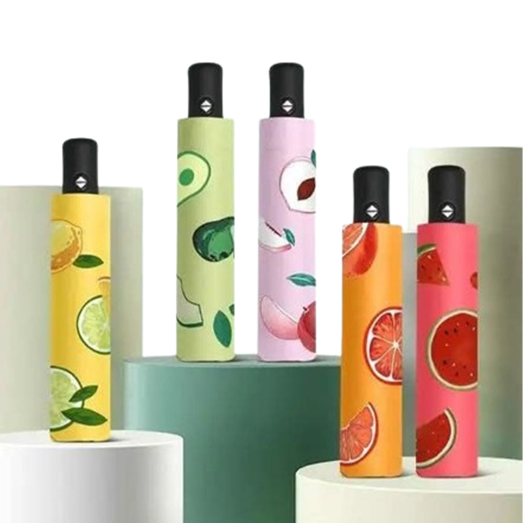 Trendy Fruit-Patterned Automatic Folding Umbrella – Sun & Rain UV Protection