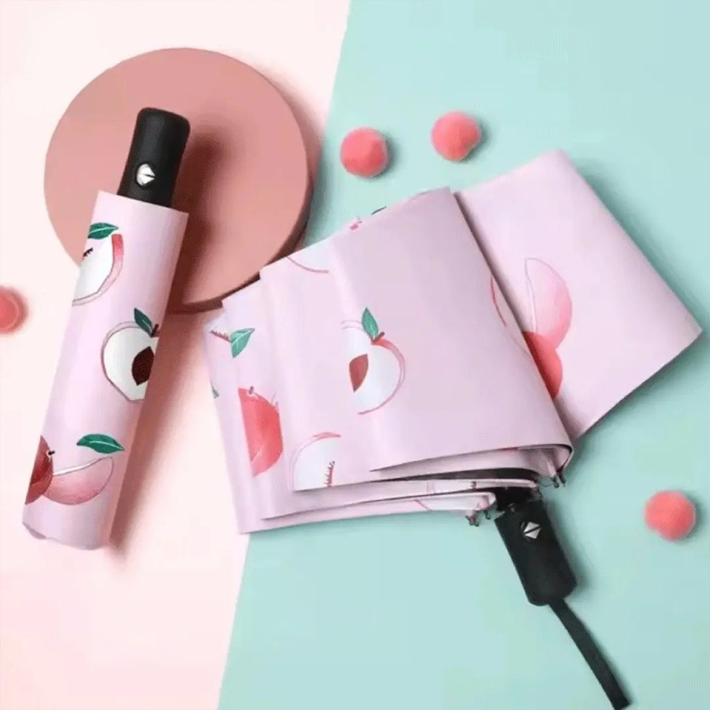 Trendy Fruit-Patterned Automatic Folding Umbrella – Sun & Rain UV Protection