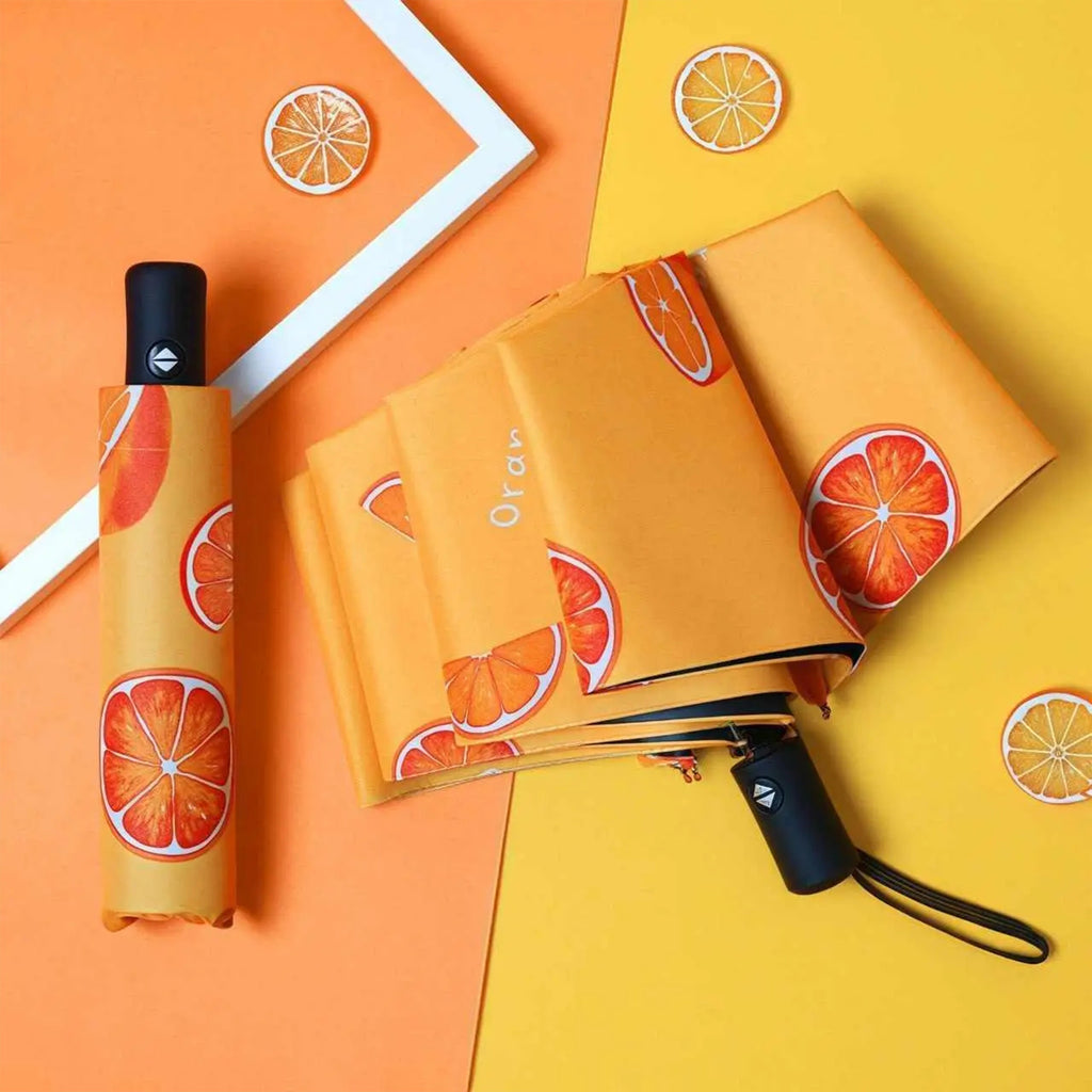 Trendy Fruit-Patterned Automatic Folding Umbrella – Sun & Rain UV Protection