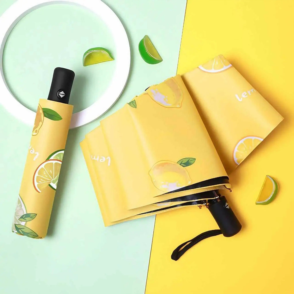 Trendy Fruit-Patterned Automatic Folding Umbrella – Sun & Rain UV Protection
